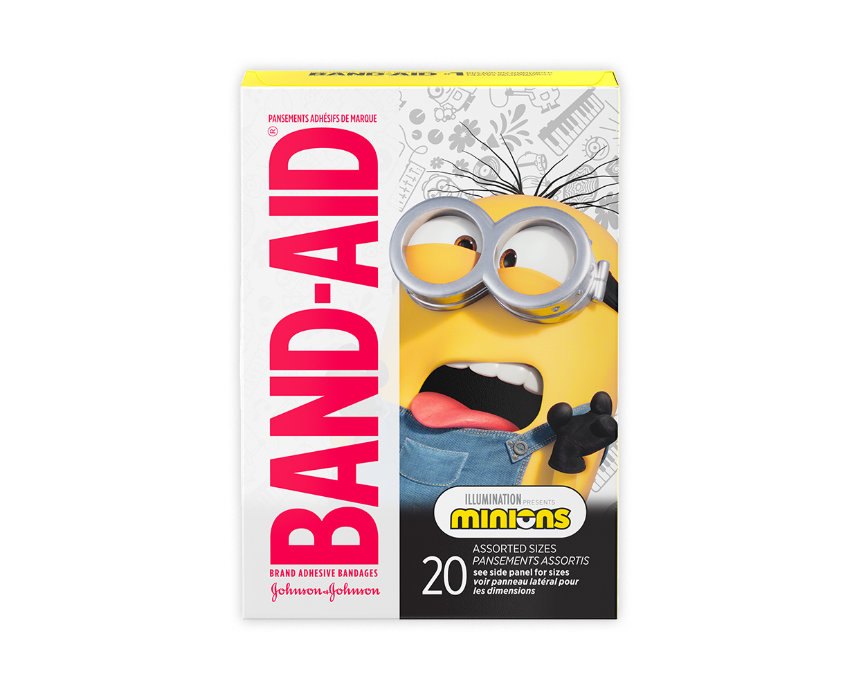 BAND-AID® Brand Adhesive Bandages featuring Minions, Assorted Sizes, 20 Count